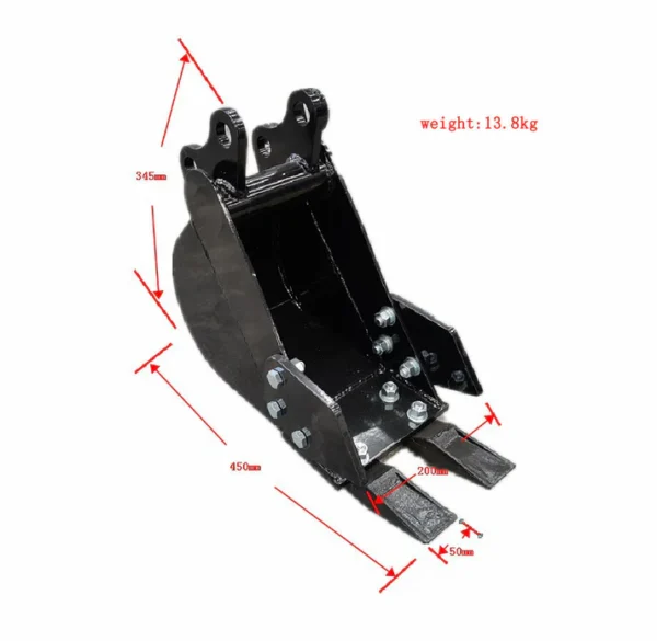 200mm Narrow Bucket: Attachment for TYPHON Mini Excavators - Image 6