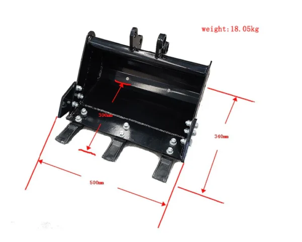 500mm Trenching Bucket General Purpose w teeth Attachment for Mini Excavator - Image 5