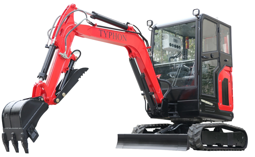 The TYPHON TERROR X2 Mini Excavator is Ideal for minor construction jobs in cramped areas like gardens, farms, and parks.