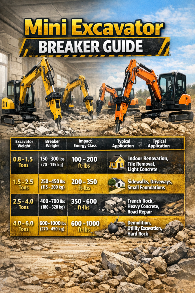 Hydraulic Break Hammer on Mini Diggers Crawlers - American Excavator Hydraulic Break Hammer on Mini Diggers & Crawlers