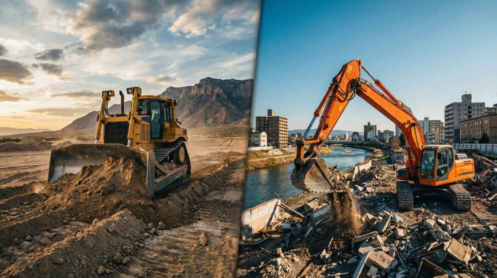 Bulldozer vs. Mini Excavator