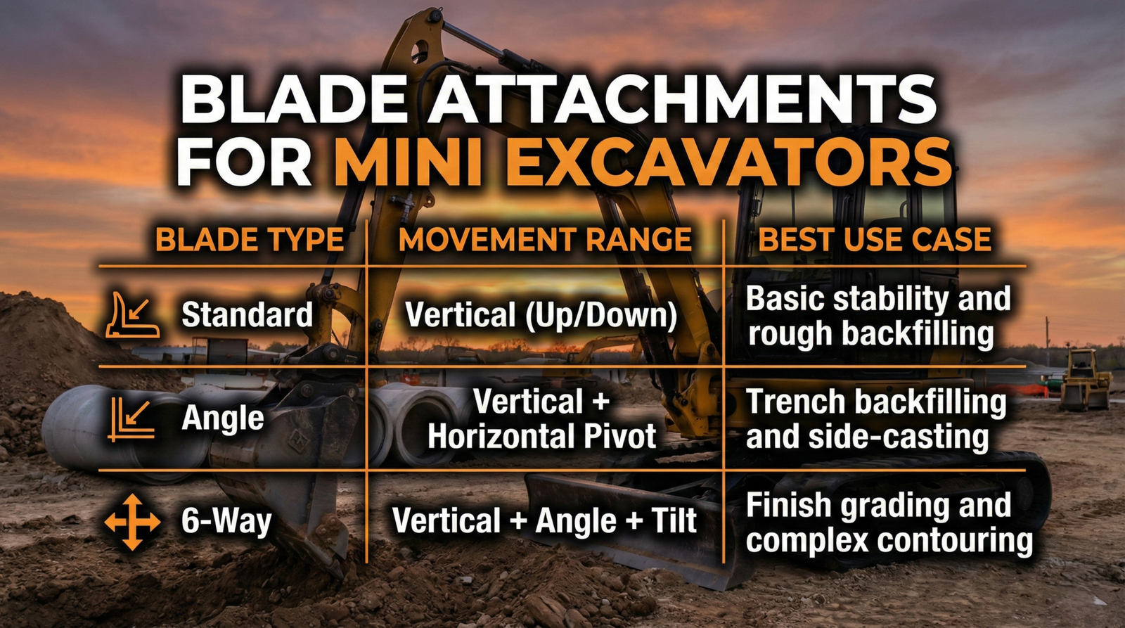 Unlock versatility: Blade Attachments for Mini Excavators!
