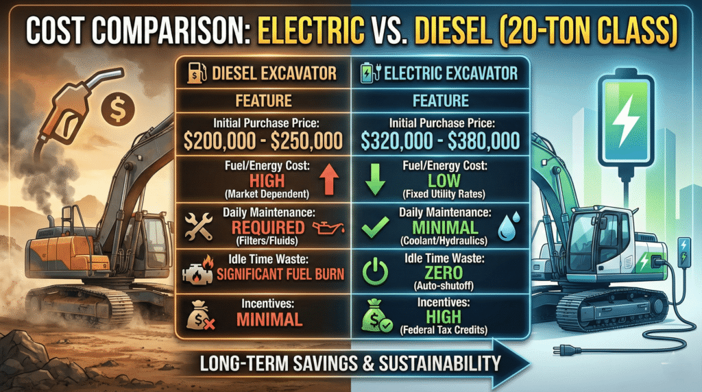 Electric​‍​‌‍​‍‌​‍​‌‍​‍‌ Excavator comparison
