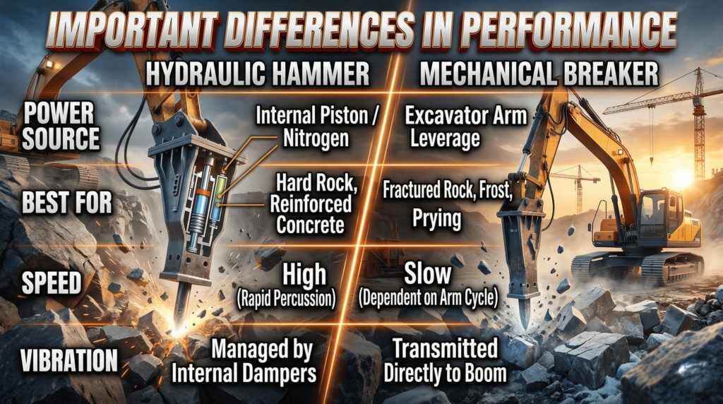 Hydraulic Breaker or Mechanical Breaker Comparison - American Excavator Hydraulic Breaker or Mechanical Breaker