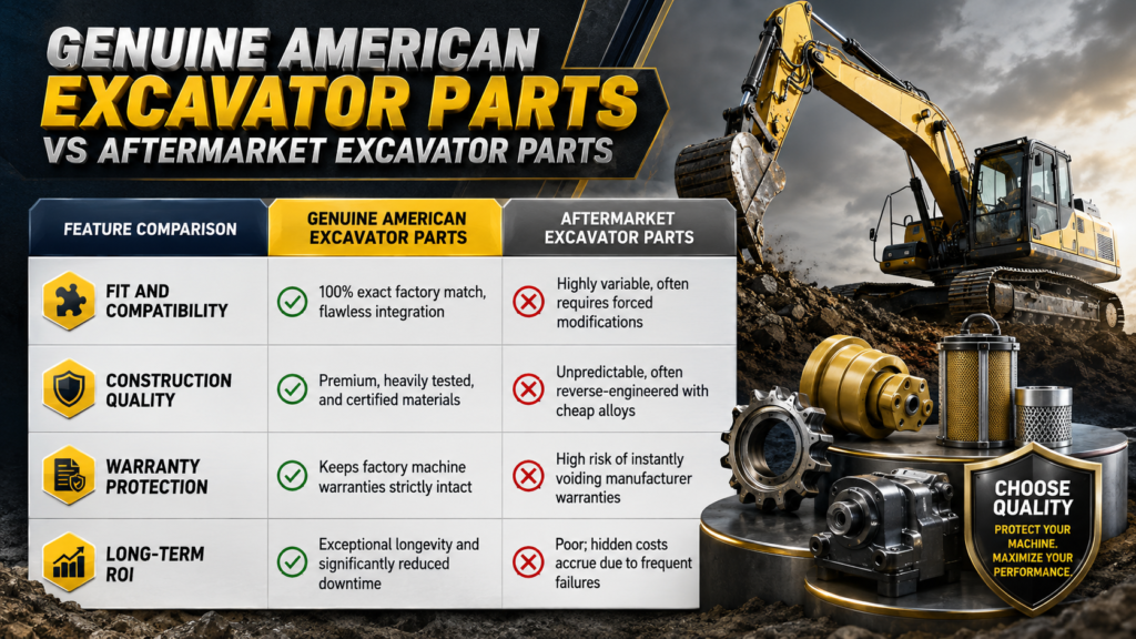 Genuine American Excavator Parts Table