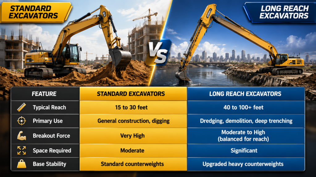 Long Reach Excavators Table