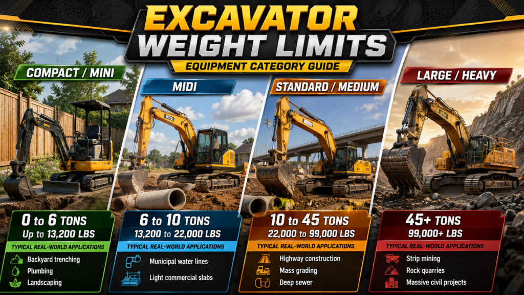 Excavator Weight Limits Table