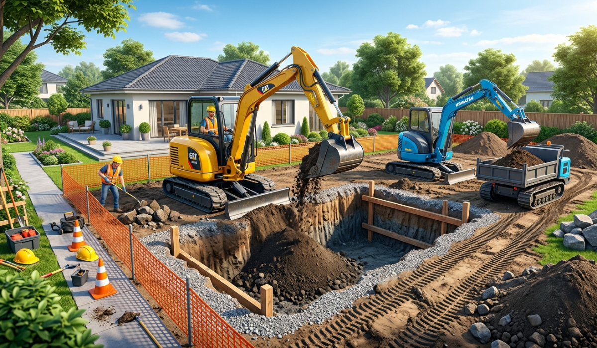 Swimming Pool Excavation mini excavators